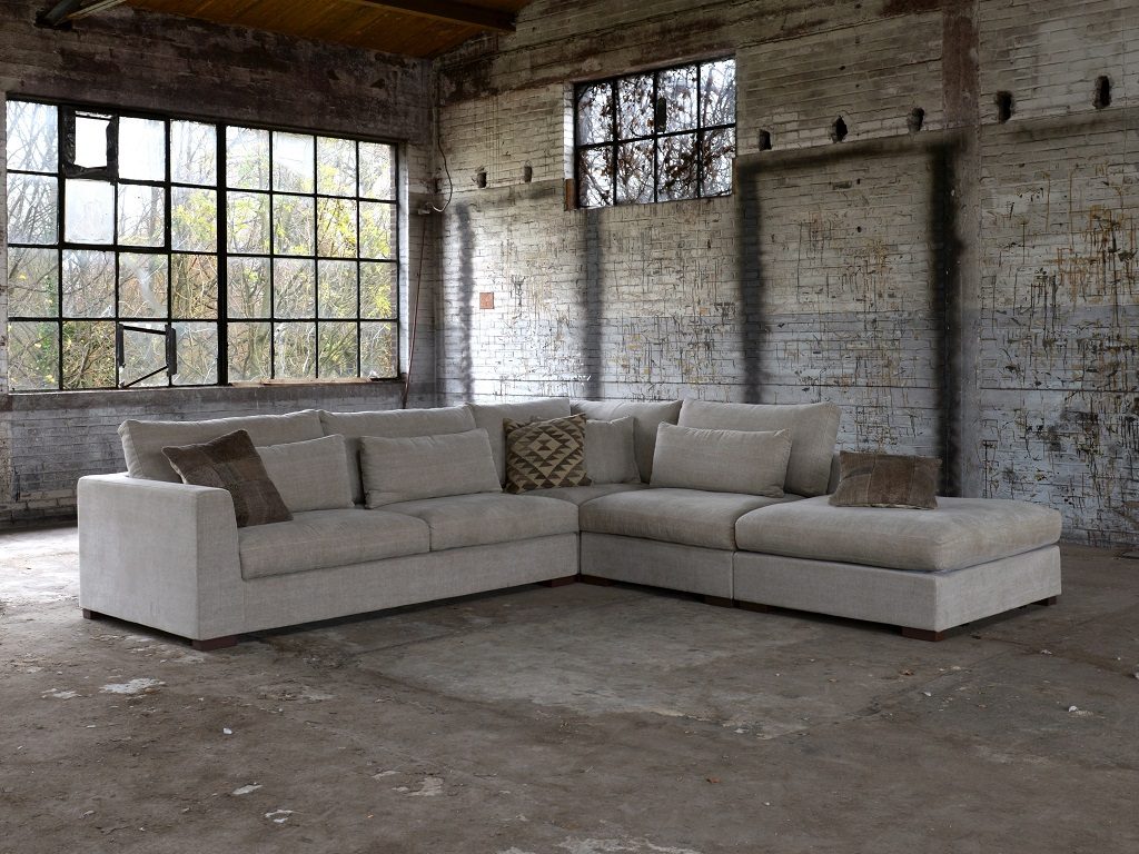 Ecksofa Elena Custom in großzügiger Anordnung, aus Stoff Natural