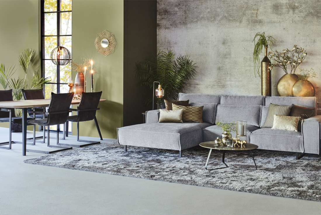 Ausgewähltes Bild 31. City Chic Ecksofa Diane + Esszimmertisch und Esszimmerstühle Dex