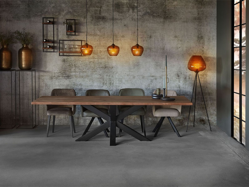 Eetkamertafel BIG Tree, metalen spider-poot (4 cm dik)