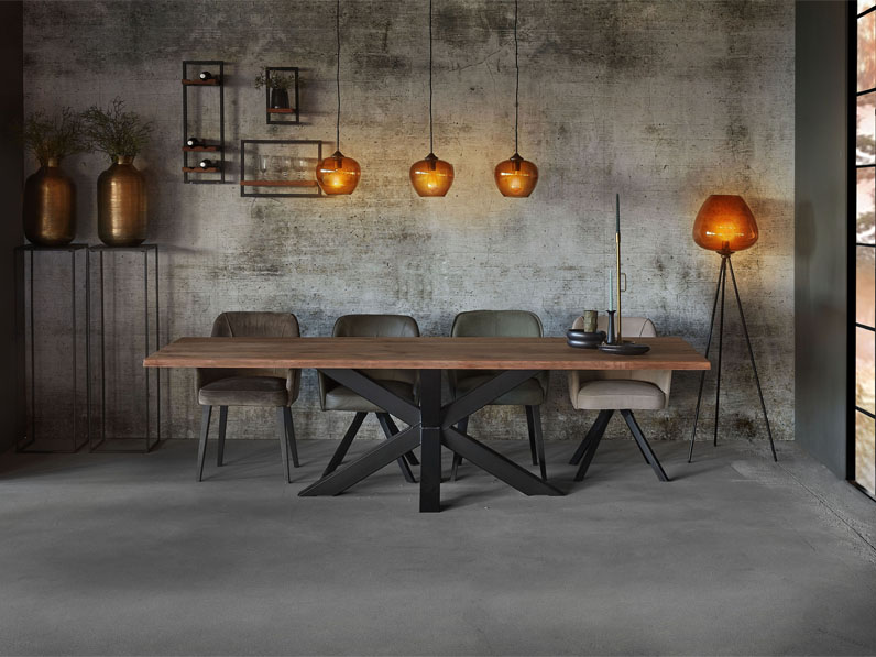 Dining room table BIG straight, metal spider leg (4 cm thick)