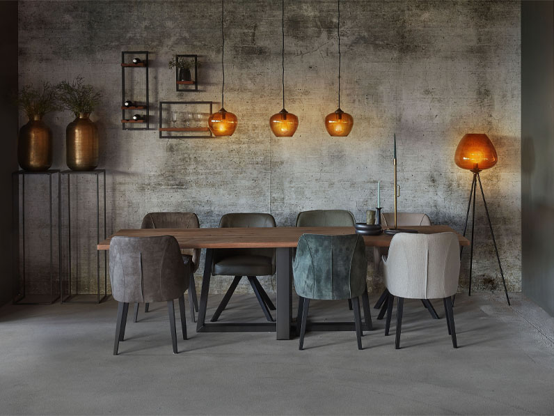 Dining room table BIG straight, metal trapeze leg (4 cm thick)