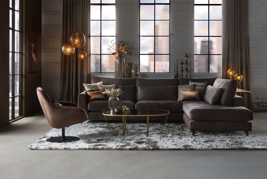 Brown interior with corner sofa Carmen