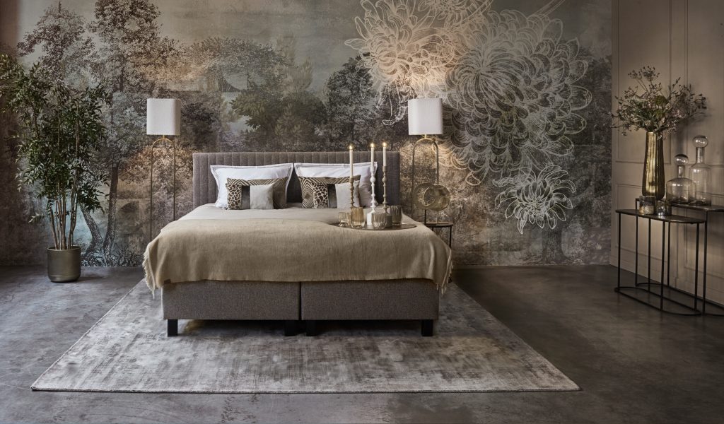 Grijs bed met afstyling