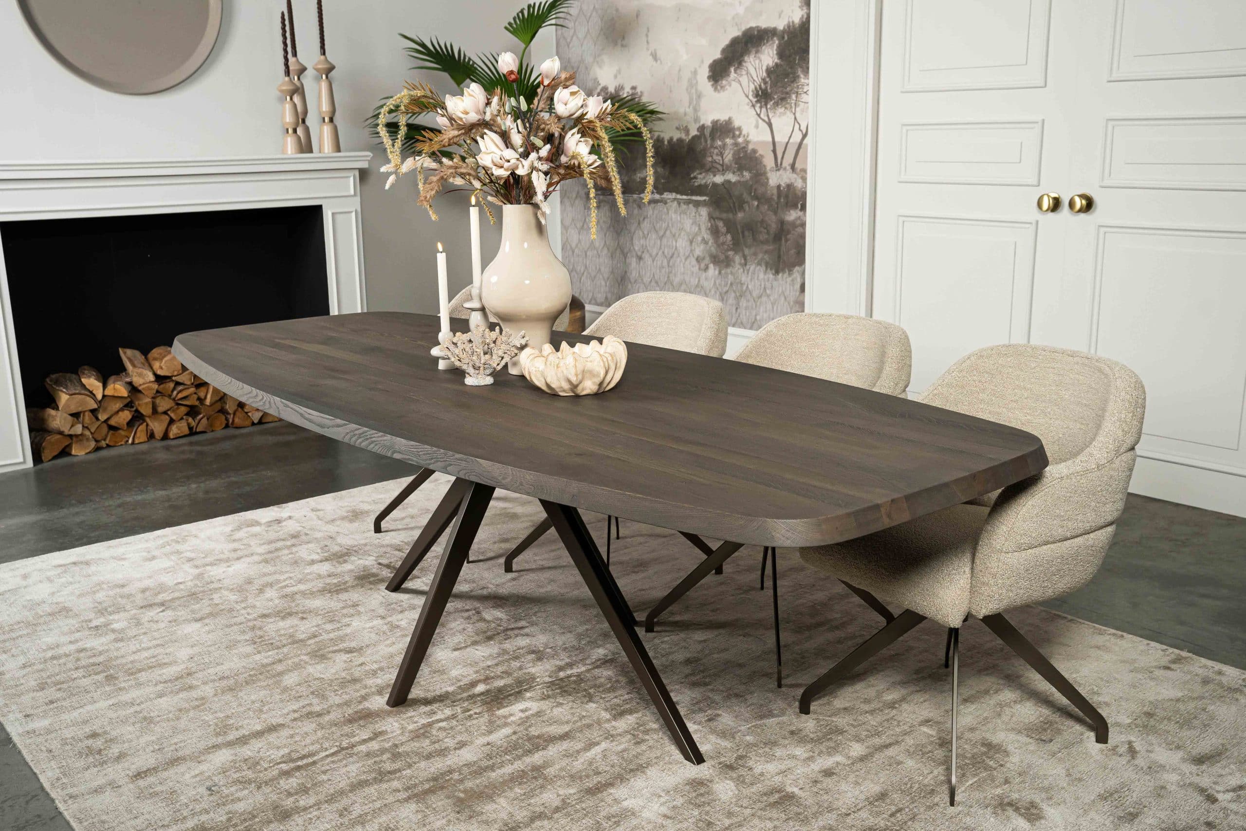 The Danish oval dining table Montpellier with a tapered Spider leg from Room108.
