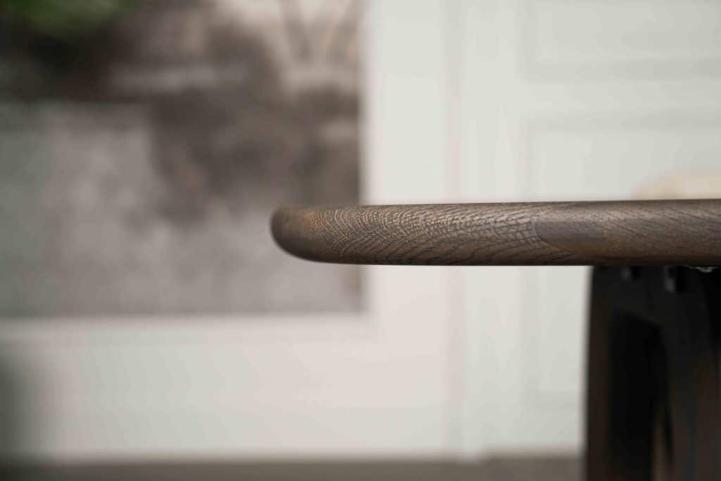 St. Tropez organic-shaped dining table in dark brown with matching leg from Room 108