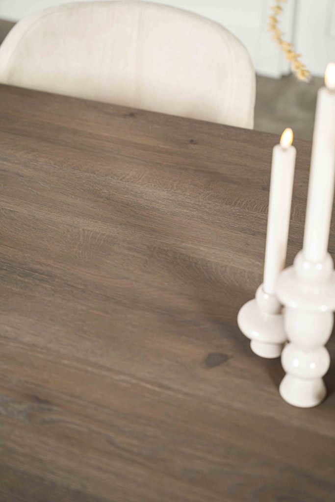 The Danish oval slim dining table Bordeaux with metal mikado leg from Room108.