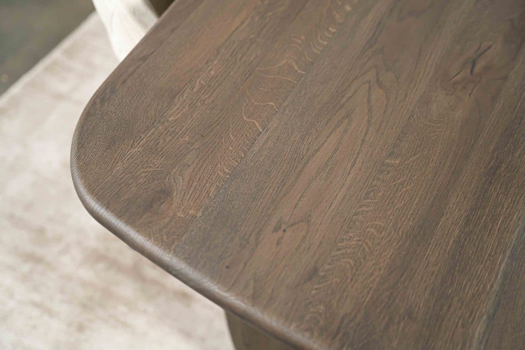 Dark wood Bordeaux dining table with matching wooden legs, available at Room 108