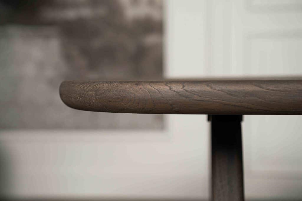 Dark wood Bordeaux dining table with matching wooden legs, available at Room 108