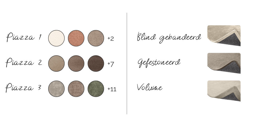 Rug collection with various colors and textures and shapes