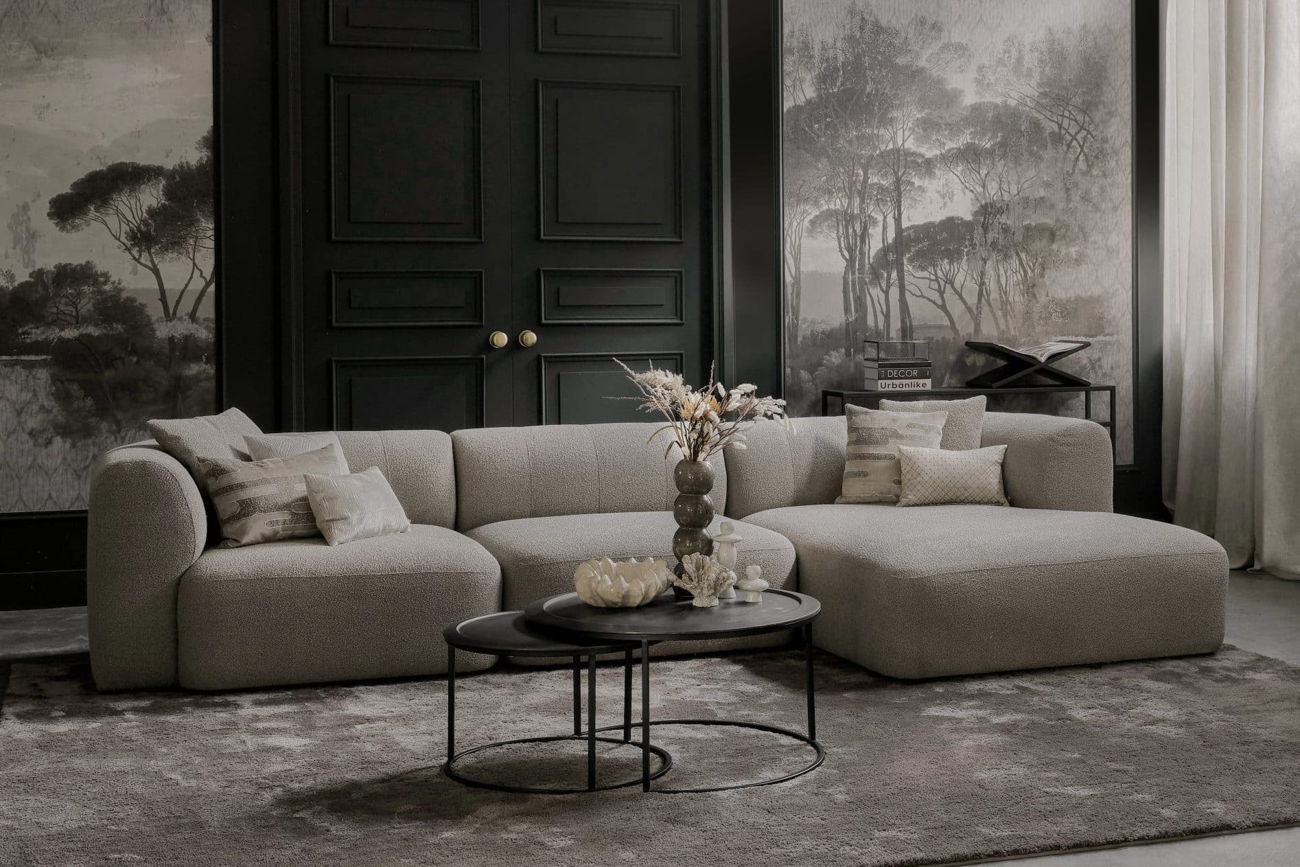 compacte hoekbank bestaande uit losse elementen